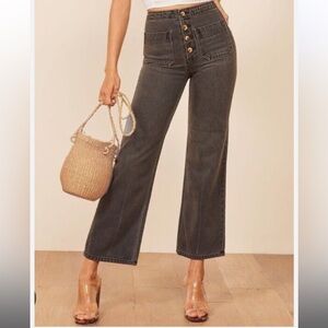 Reformation Eloise High Rise Exposed Button Seine Wash Black Jeans Size 29
